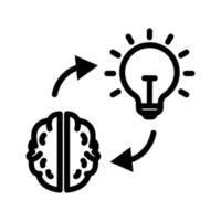 Symbol für die Leitung des menschlichen Gehirns mit Lampe. Geschäftsidee. Geschäftssymbol. einfache Abbildung. editierbarer Strich. Designvorlagenvektor vektor