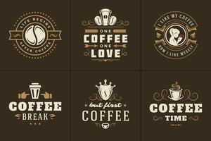 Kaffee Zitate Jahrgang typografisch Stil inspirierend Sätze Satz. vektor