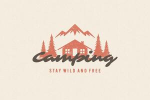 Sprichwort Zitat Typografie mit Hand gezeichnet Camping Kabine Symbol und Berge zum Gruß Karten und Plakate vektor
