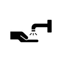 handikon med vattenkran. tvätta händerna. skydd mot coronavirus. enkel illustration. redigerbar linje. design mall vektor