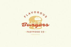 Hand gezeichnet Logo Burger Silhouette und modern Jahrgang Typografie retro Stil Illustration vektor