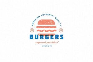 Hand gezeichnet Logo Burger Silhouette und modern Jahrgang Typografie retro Stil Illustration vektor