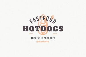 Hand gezeichnet Logo heiß Hund Silhouette und modern Jahrgang Typografie retro Stil Illustration vektor