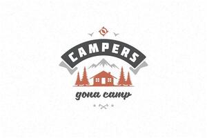 Zitat Typografie mit Hand gezeichnet Camping Kabine im Wald Symbol zum Gruß Karte oder Poster und andere. vektor