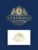 Luxus Logo Monogramm Kamm Vorlage Design Illustration. vektor