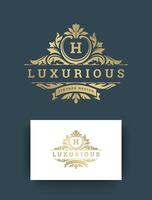 Luxus Logo Monogramm Kamm Vorlage Design Illustration. vektor