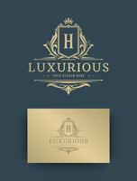 Luxus Logo Monogramm Kamm Vorlage Design Illustration. vektor