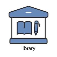 Bibliothekssymbol. zweifarbiges Design. Das Symbol kann für Anwendungssymbole, Websymbole und Infografiken verwendet werden. editierbarer Strich. Designvorlagenvektor vektor