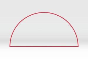 3d röd gräns metallisk halvcirkel ram dekorativ minimal element design realistisk vektor