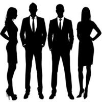 företag människor stående utgör silhuett, svart Färg, vit bakgrund vektor