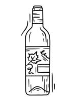 vinflaska linjär vektor ikon i skiss stil