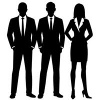 företag människor stående utgör silhuett, svart Färg, vit bakgrund vektor