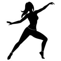 weiblich HipHop Tanzen Zahl Silhouette auf ein Weiß Hintergrund vektor