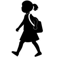 en skola barn gående till skola med skola väska silhuett vektor