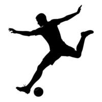 ein Fußball Spieler trete das Ball Silhouette, Weiß Hintergrund vektor