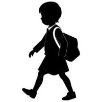 ein Schule Kind gehen zu Schule mit Schule Tasche Silhouette vektor