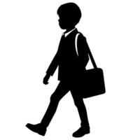 ein Schüler Junge gehen zu Schule mit Schule Tasche Silhouette vektor