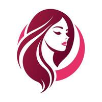 kosmetika affär logotyp konst illustration med kvinna ansikte vektor
