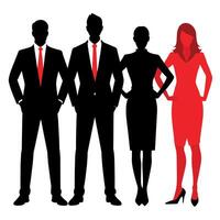 Geschäft Menschen Stehen Pose Silhouette, schwarz Farbe, Weiß Hintergrund vektor