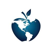 Apfel Planet Vorlage. Erde Logo Design vektor