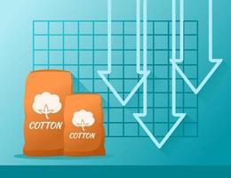 Baumwollpreis oder -nachfrage sinken in der Statistikgrafik vektor