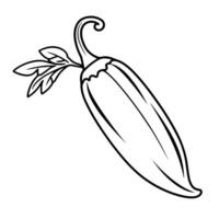 eleganta översikt ikon av en chili peppar, idealisk för kryddad mat grafik. vektor