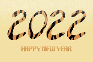 Frohes neues Jahr 2022 Textdesign mit Tigerhautmuster. flache vektorillustration vektor