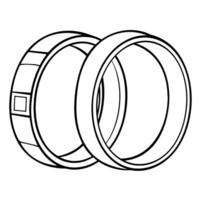 Gliederung Symbol von Hochzeit Ringe zum Ehe Entwürfe. vektor
