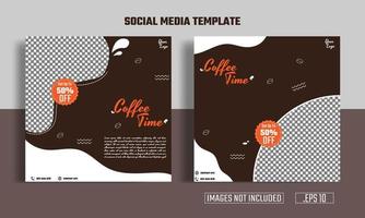 set vektor design kafé reklambladsmall, sociala medier inlägg