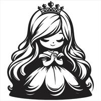 Prinzessin Färbung Buch Büro Mädchen Karikatur Gekritzel kawaii Anime süß Illustration Zeichnung Clip Art Charakter vektor