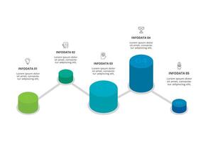 3d infographic pyramid, eller jämförelse Diagram med 5 färgrik svävar skikten. de begrepp av nivåer eller stadier av en företag projekt. realistisk infographic design mall. vektor