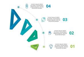 3d Infografik Pyramide, oder Vergleich Diagramm mit 4 bunt schweben Lagen. das Konzept von Ebenen oder Stufen von ein Geschäft Projekt. realistisch Infografik Design Vorlage. vektor