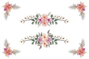 das blüht Grün Blumen- Laub Ornament Ecke Text Separator fügt hinzu elegant Rahmung Text im Einladungen, Karten vektor