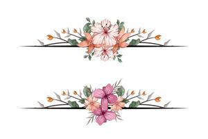 das blüht Grün Blumen- Laub Ornament Ecke Text Separator fügt hinzu elegant Rahmung Text im Einladungen, Karten vektor