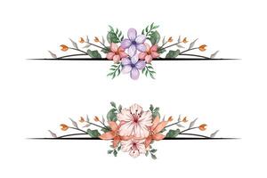 das blüht Grün Blumen- Laub Ornament Ecke Text Separator fügt hinzu elegant Rahmung Text im Einladungen, Karten vektor