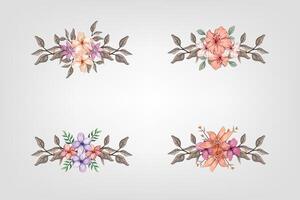 das blüht Grün Blumen- Laub Ornament Ecke Text Separator fügt hinzu elegant Rahmung Text im Einladungen, Karten vektor