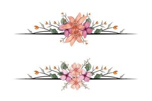 das blüht Grün Blumen- Laub Ornament Ecke Text Separator fügt hinzu elegant Rahmung Text im Einladungen, Karten vektor