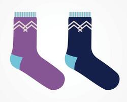 bunt Socken mit geometrisch Designs auf Weiß Hintergrund vektor