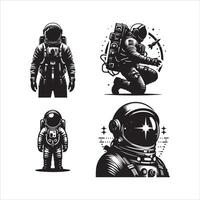 astronaut silhuett ikon grafisk logotyp design vektor