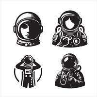 astronaut silhuett ikon grafisk logotyp design vektor