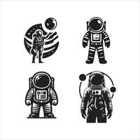 astronaut silhuett ikon grafisk logotyp design vektor