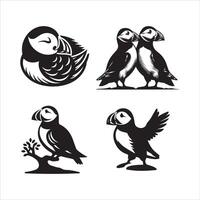 atlanten lunnefågel silhuett ikon grafisk logotyp design vektor