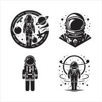 Astronaut Silhouette Symbol Grafik Logo Design vektor