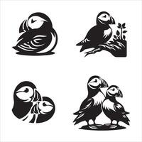 atlanten lunnefågel silhuett ikon grafisk logotyp design vektor