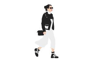 vektorillustration av fashionabla kvinnor som går på trottoaren vektor