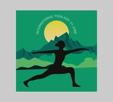 International Yoga Tag Poster mit Silhouette von ein Frau im Yoga Pose vektor