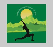 International Yoga Tag Poster mit Silhouette von ein Frau im Yoga Pose vektor