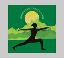 International Yoga Tag Poster mit Silhouette von ein Frau im Yoga Pose vektor