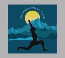 International Yoga Tag Poster mit Silhouette von ein Frau im Yoga Pose vektor