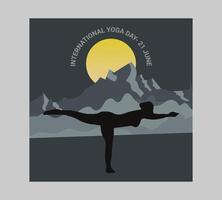 International Yoga Tag Poster mit Silhouette von ein Frau im Yoga Pose vektor